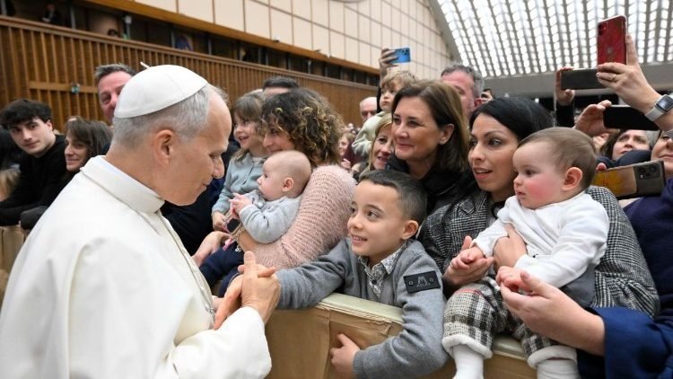 Pope Leo with Families